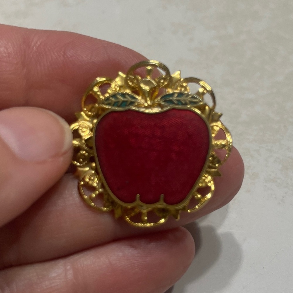 Gold-Tone Red Apple Brooch Pin - Women's Jewelry